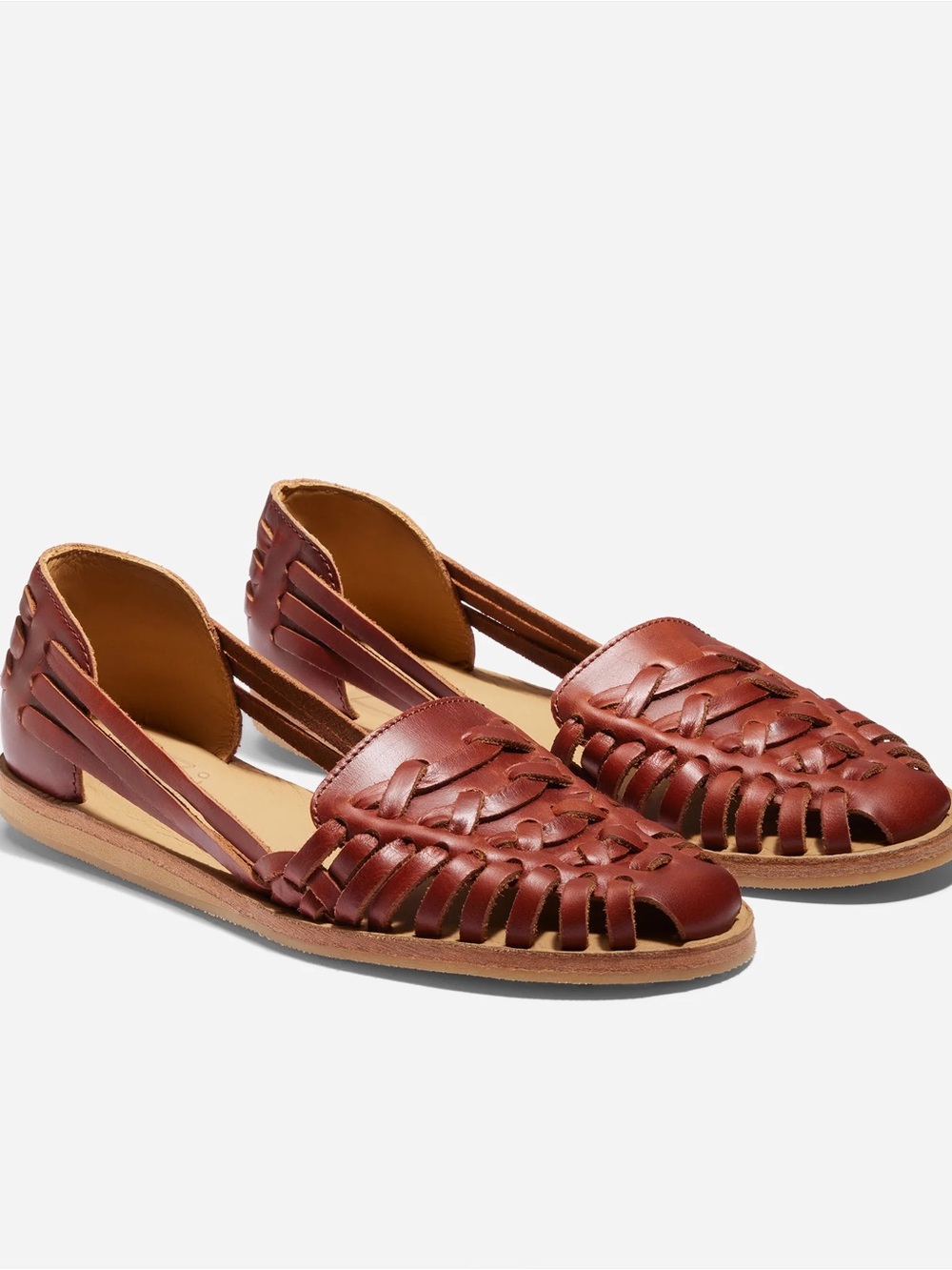 Nisolo Tan Woven Leather Huarache Flats NWOT